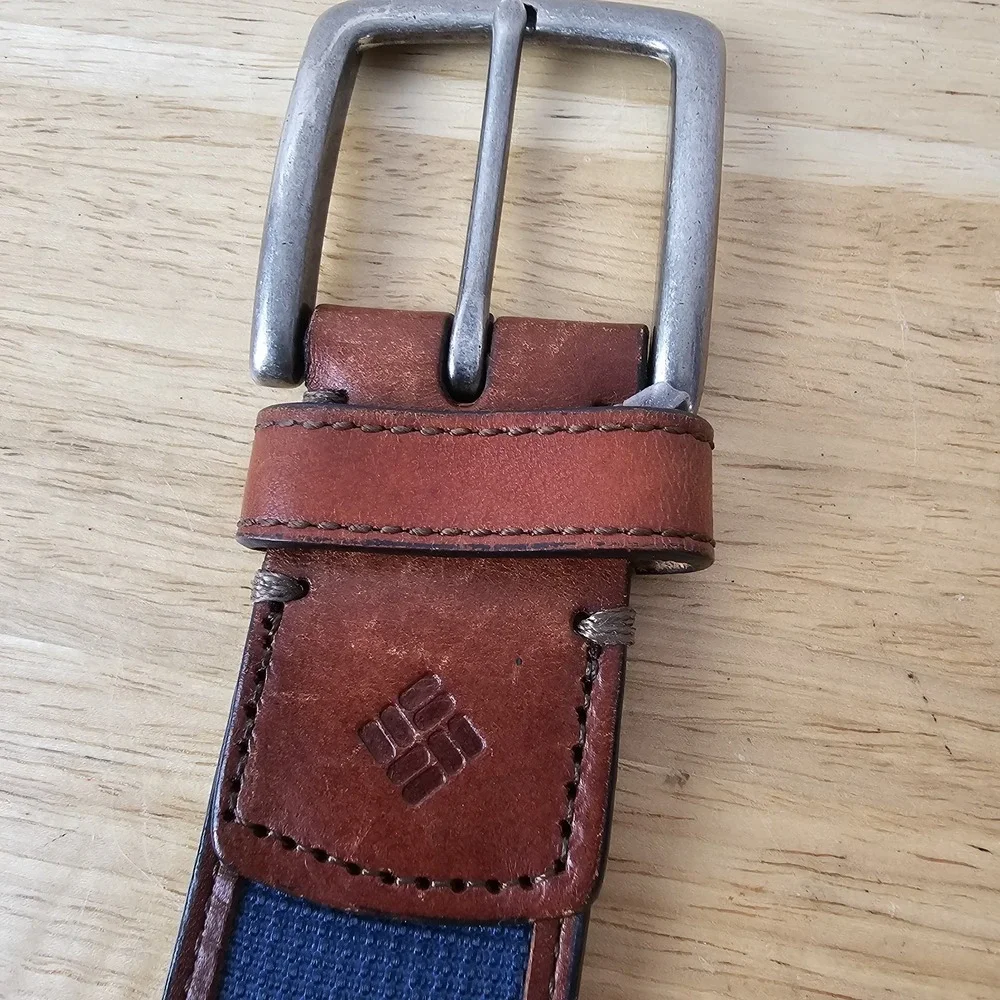 CDG‎ Cavaliere Di Gran Mens 36 Belt Blue Brown Needlepoint Sport Fish Preppy